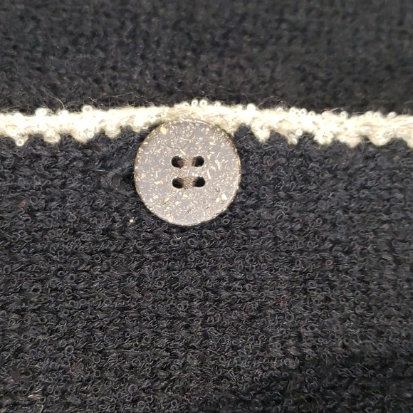 Hand embroidery short sleeve button front cardigan floral. Black and tan. - Picture 4 of 6